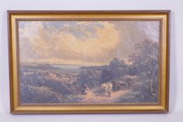 A good gilt wood picture frame, housing a glazed Constable print on canvas, 40" x 24"
