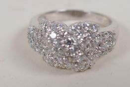A stone set silver dress ring, size P