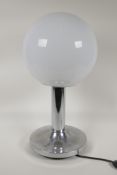 A mid C20th chrome and glass 'Globe' table lamp by Durlston Designs of Hersham, Surrey, part No
