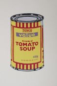 Banksy, Soup Can (Banana/Cherry/Blue), limited edition copy screen print by the West Country Prince,