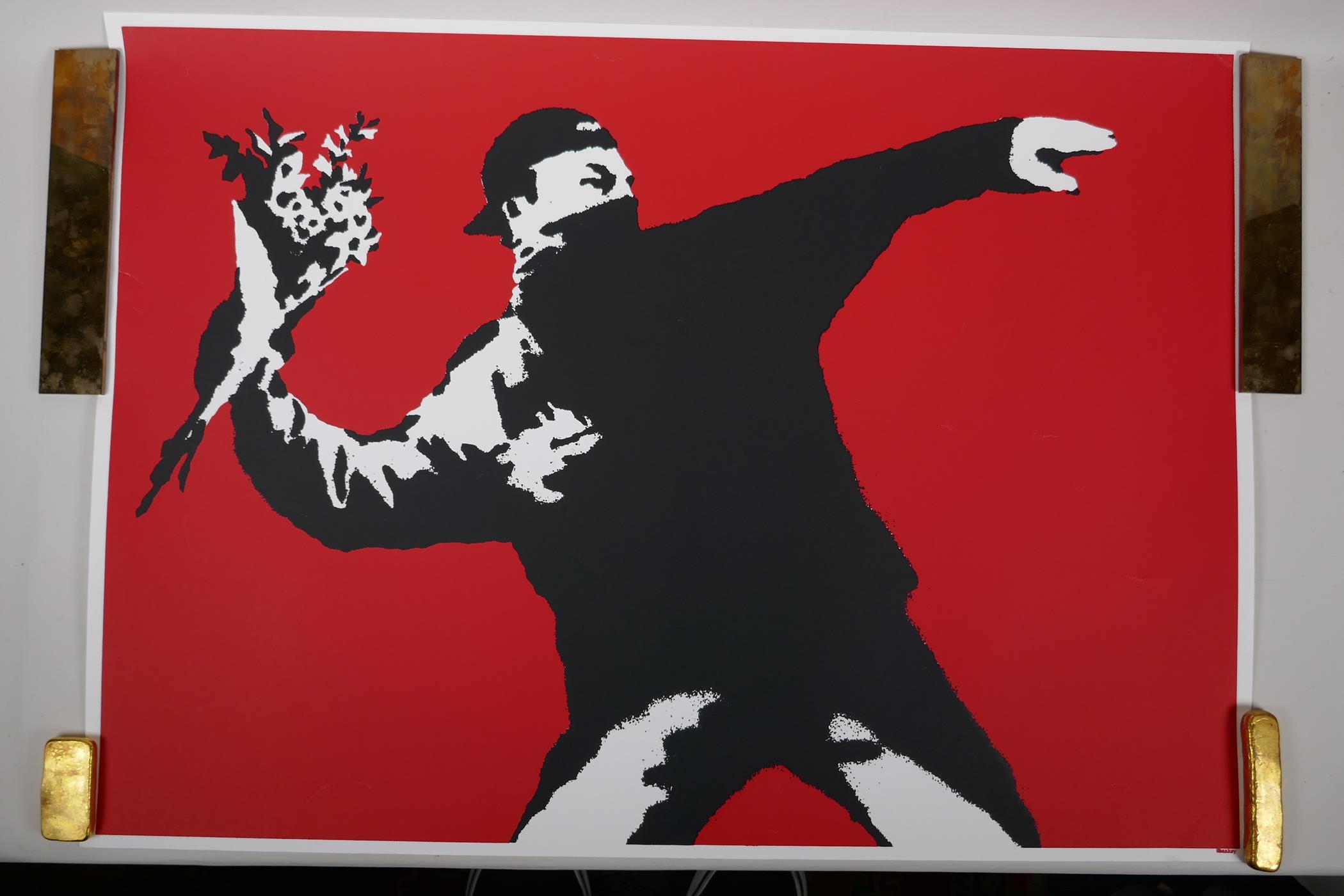 Banksy, Love is in the Air (Flower Thrower), limited edition copy screen print by the West Country - Image 2 of 8