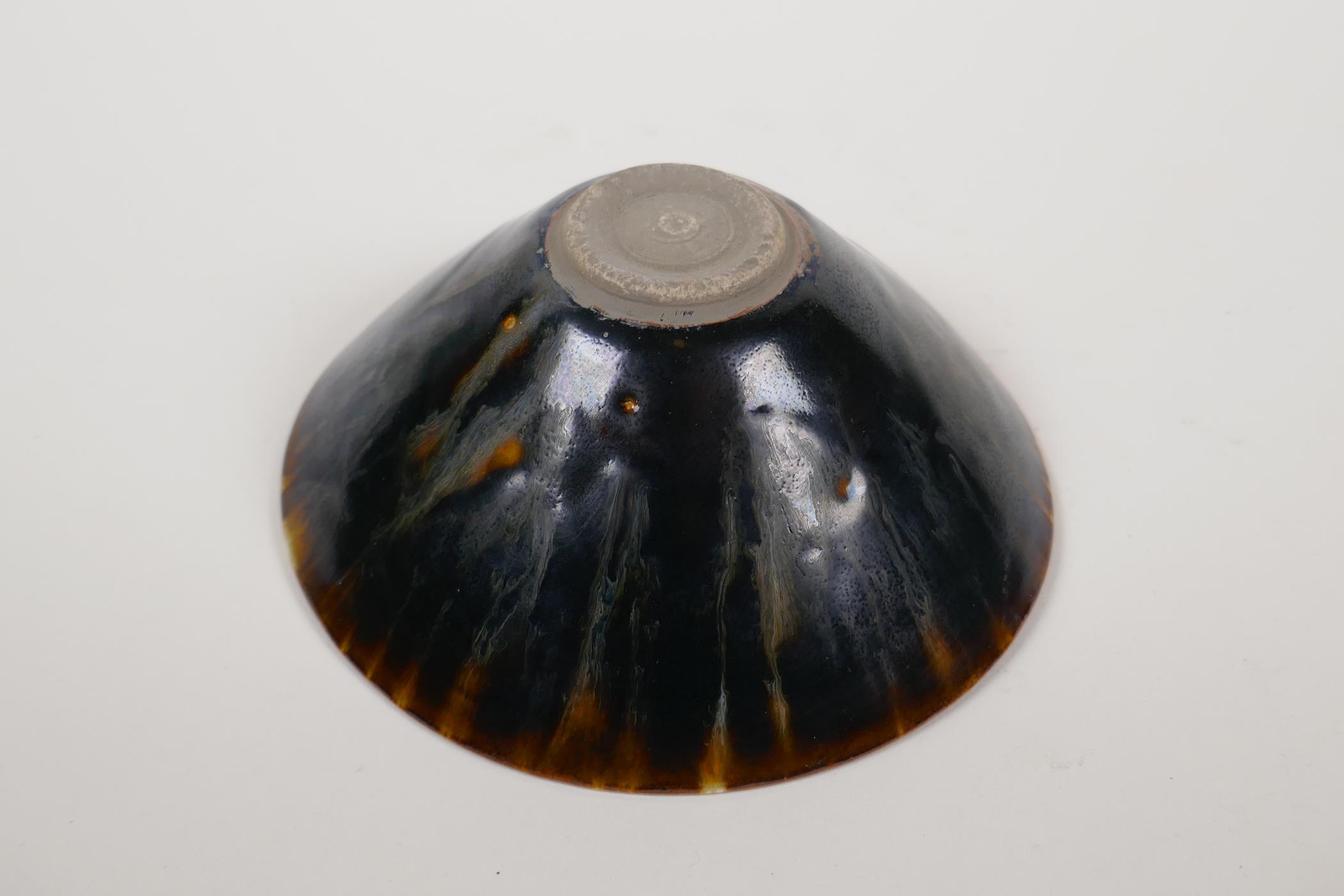 A Chinese Cizhou kiln conical bowl with a tortoise shell glaze, 6½" diameter - Image 3 of 4