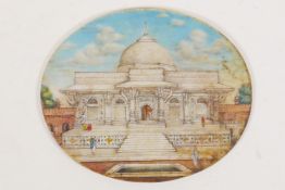 An Indian miniature painting on ivory depicting the Tomb of Salim Chishti, within the grounds of