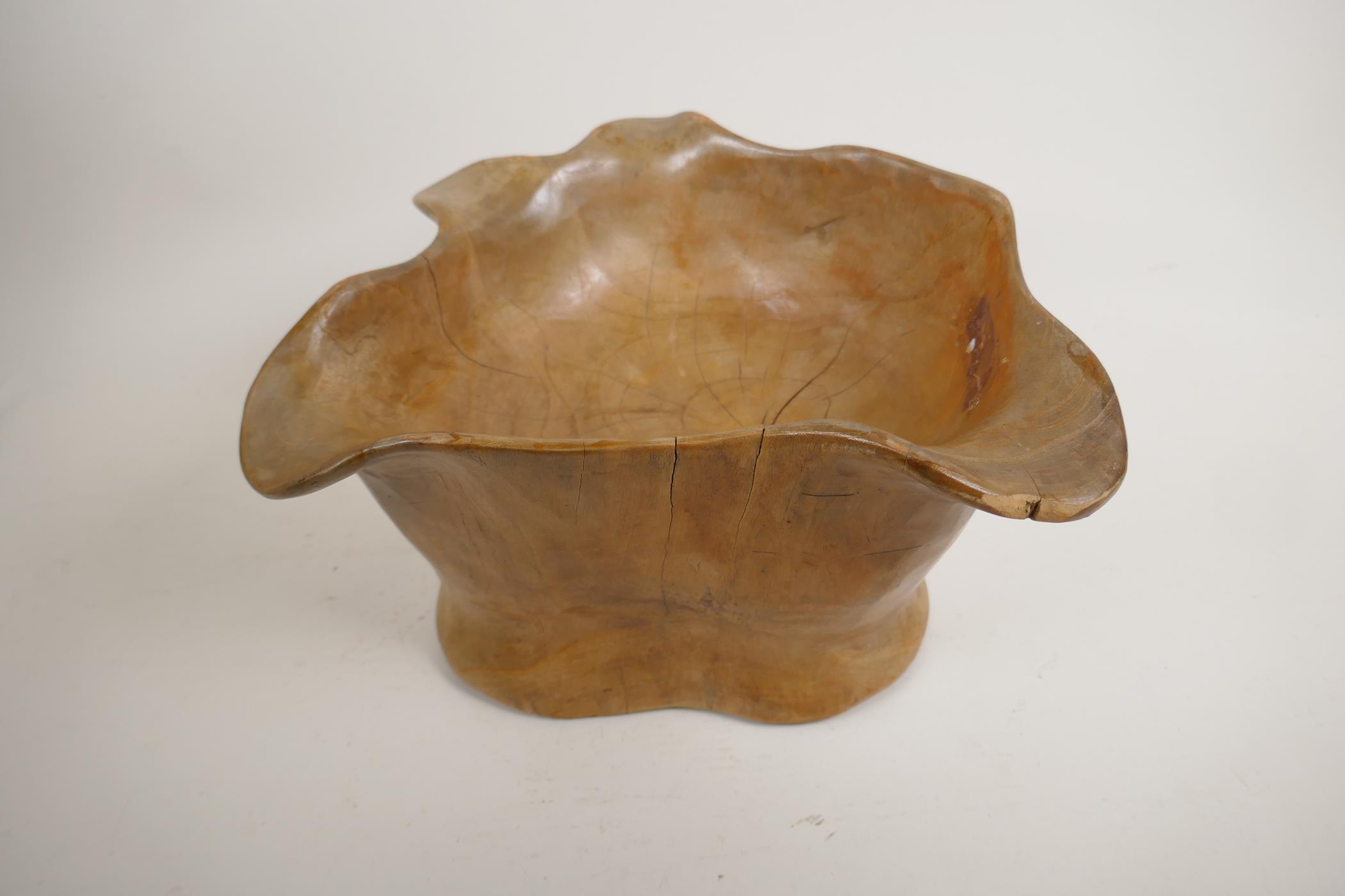 A carved root wood bowl, 7" high - Image 3 of 5