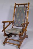 An American beechwood rocking chair, 40" high