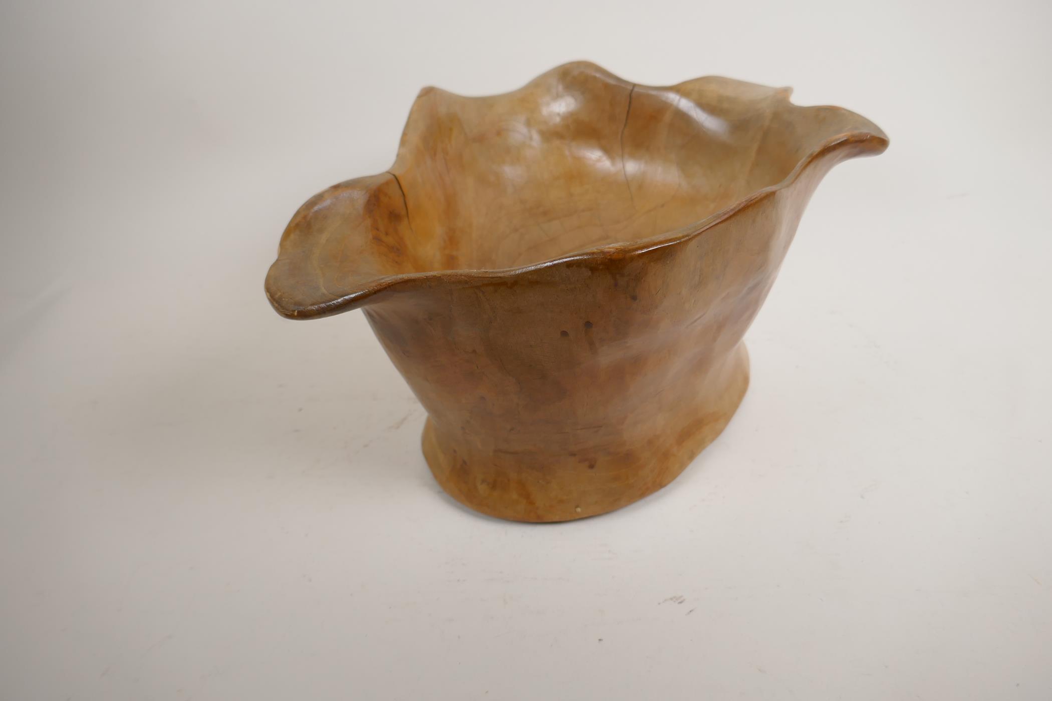 A carved root wood bowl, 7" high - Image 4 of 5