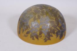 Gallé style cameo glass lamp shade, 15" diameter