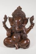 A cast bronze figure of Lord Ganesh, 12" high