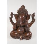 A cast bronze figure of Lord Ganesh, 12" high