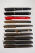 Ten assorted Mabie Todd fountain pens including two English made Swan Visofil pens, a Swan self-