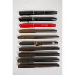 Ten assorted Mabie Todd fountain pens including two English made Swan Visofil pens, a Swan self-