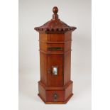 A fruitwood table top post box, 21½" high