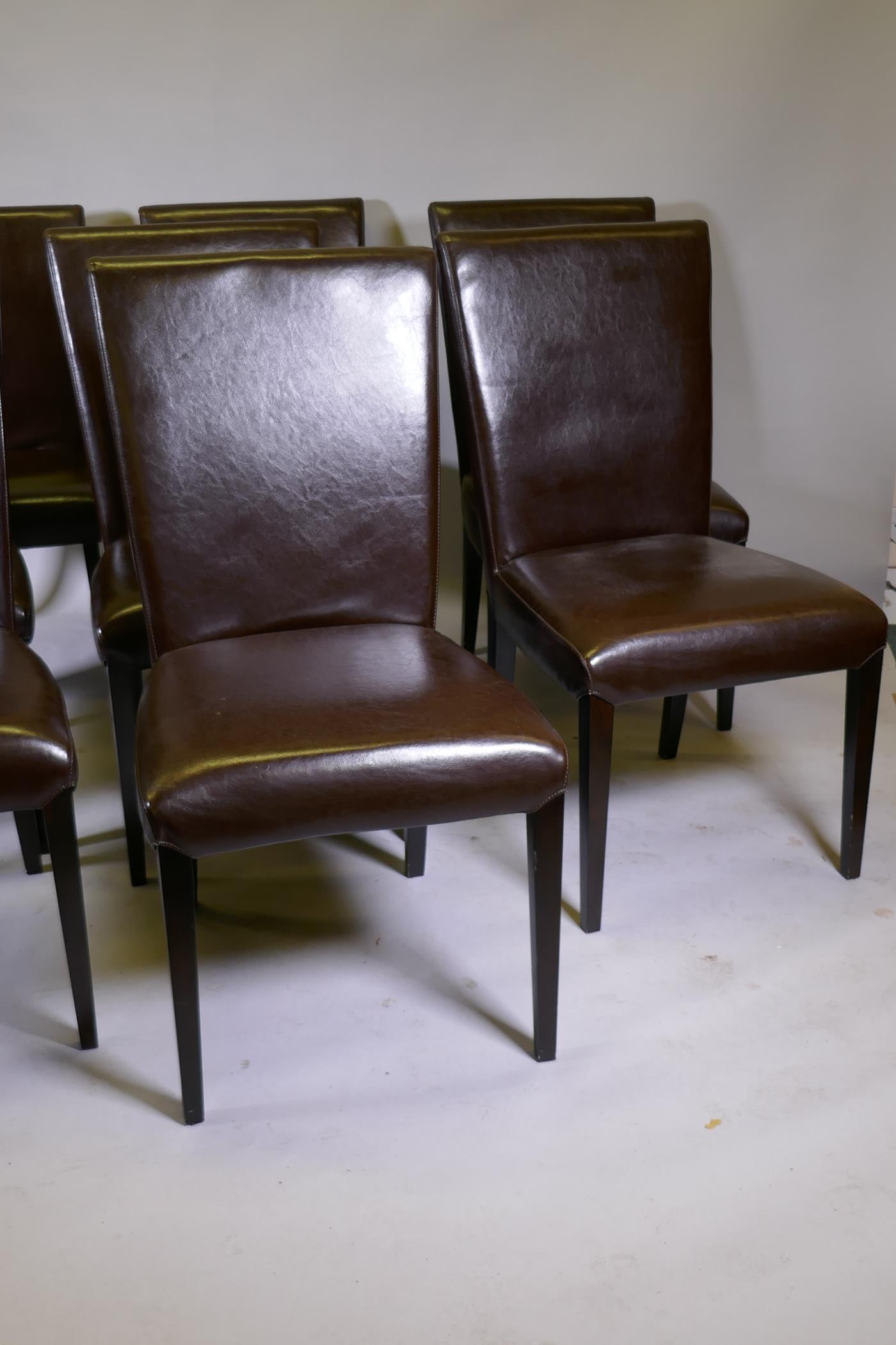 A set of eight 'Stone International' brown leather dining chairs - Image 2 of 4