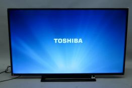 A Toshiba 55" LCD colour TV Smart 4K Ultra HD 2020 model 55VL3A63DB, with remote control