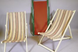 Three vintage deck chairs