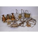 Antique Fairbanks sack scale, Harper shoe anvil, traps, saddle racks, copper jugs etc