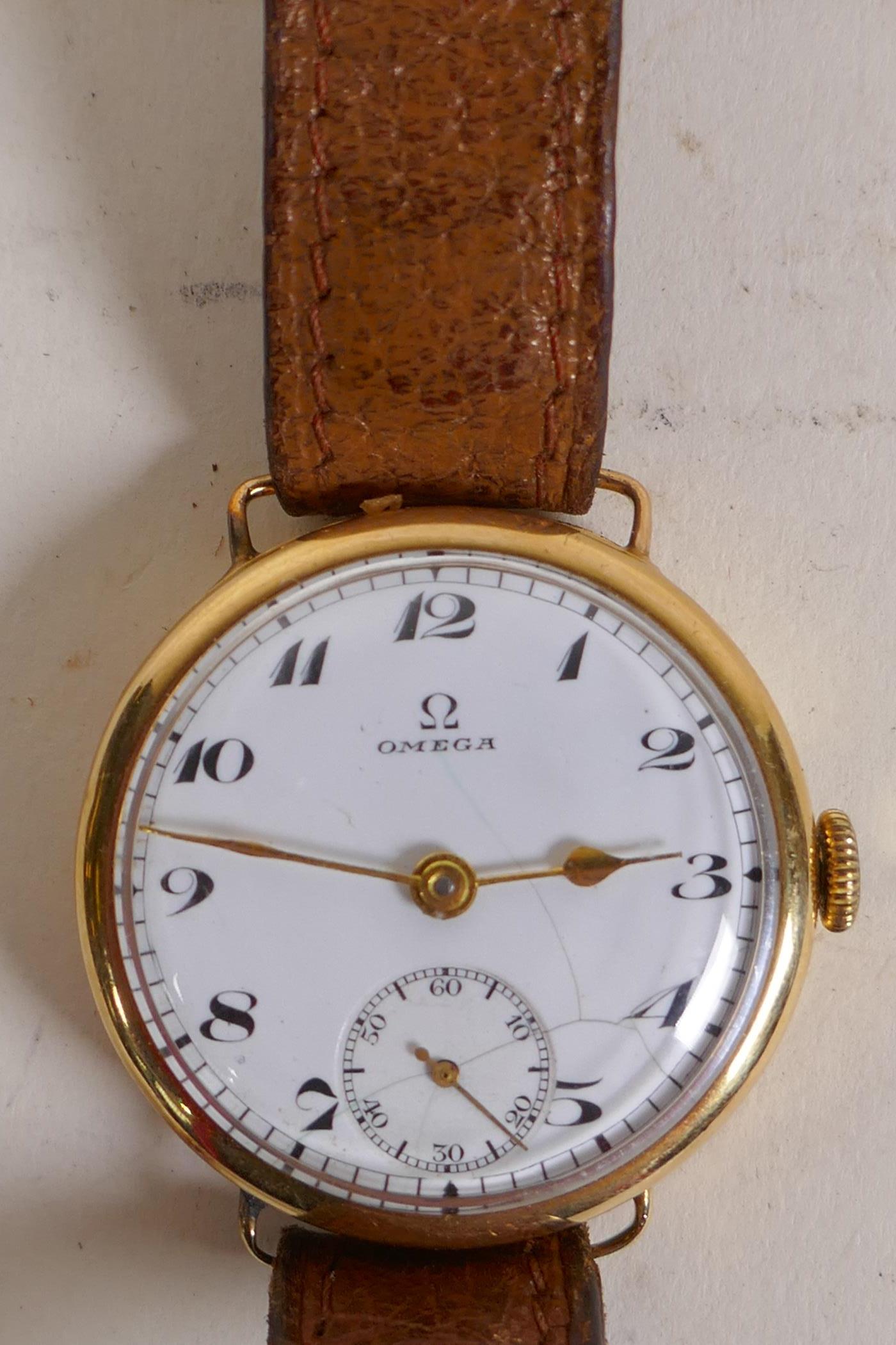 An Omega wrist watch in 18ct gold case, AF