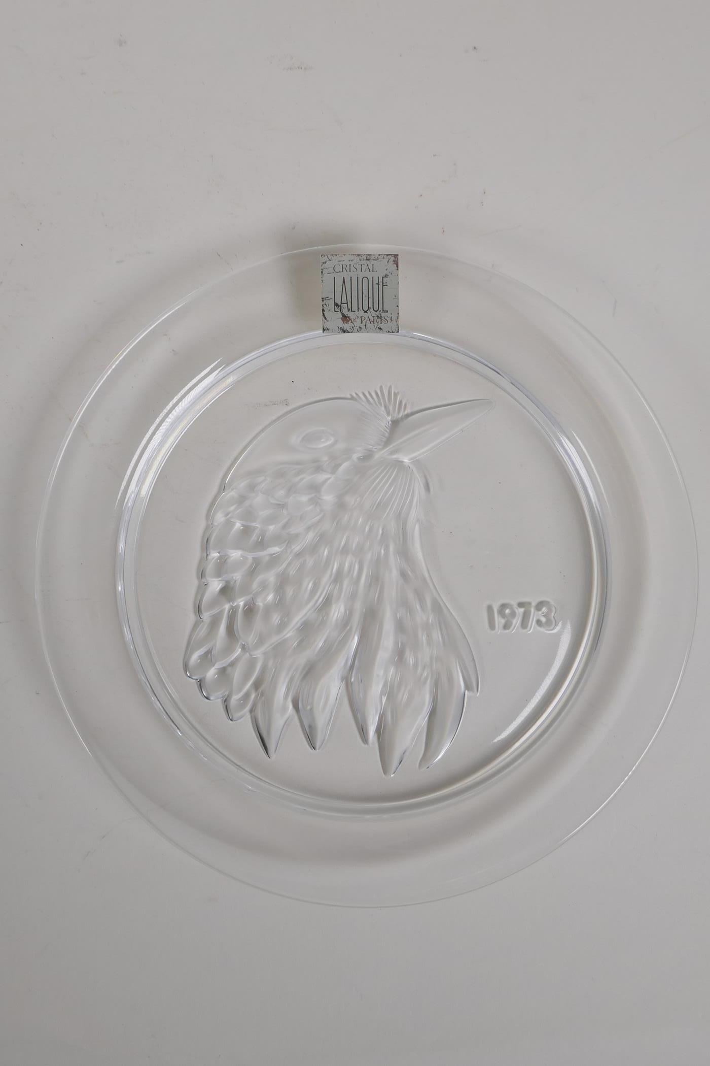 A Lalique crystal 'Jayling' dish, 1973, with original box, leaflets and stickers, 8½" diameter