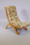 A C19th slipper chair, newly upholstered, 21" wide, 32" high