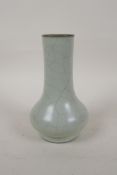 A Chinese celadon crackle glazed porcelain vase, 6½" high