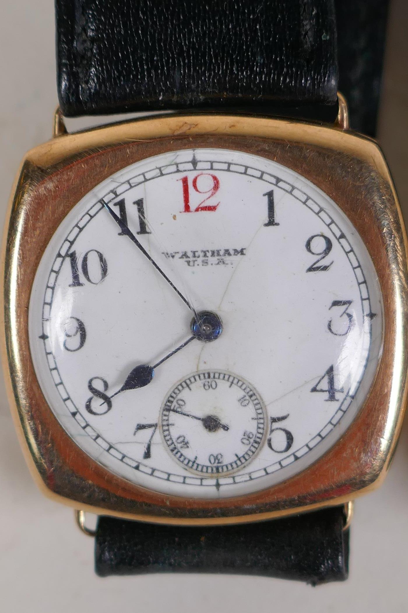 Two vintage Waltham gentleman's wristwatches in 9ct gold cases - Image 2 of 3