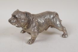A white metal figure of a British bulldog, 7" long