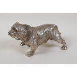 A white metal figure of a British bulldog, 7" long