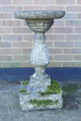 A reconstituted stone bird bath, 34" high