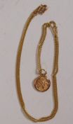 A 9ct gold St Christopher pendant on a delicate 9ct gold chain, 3.5g