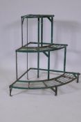 A painted metal garden pot stand, 30" high