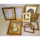 A quantity of picture frames including gilt, C19th and maple, largest 13" x 16"