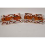 A pair of silver plate and faux tortoiseshell trinket tray, 8½" x 5"