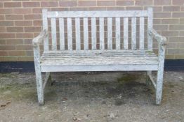 Swan Hattersley weathered teak garden bench, 48" wide