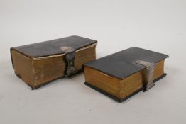 A Dutch leather bound copy of the New Testament dated 1853, and another dated 1868, both with