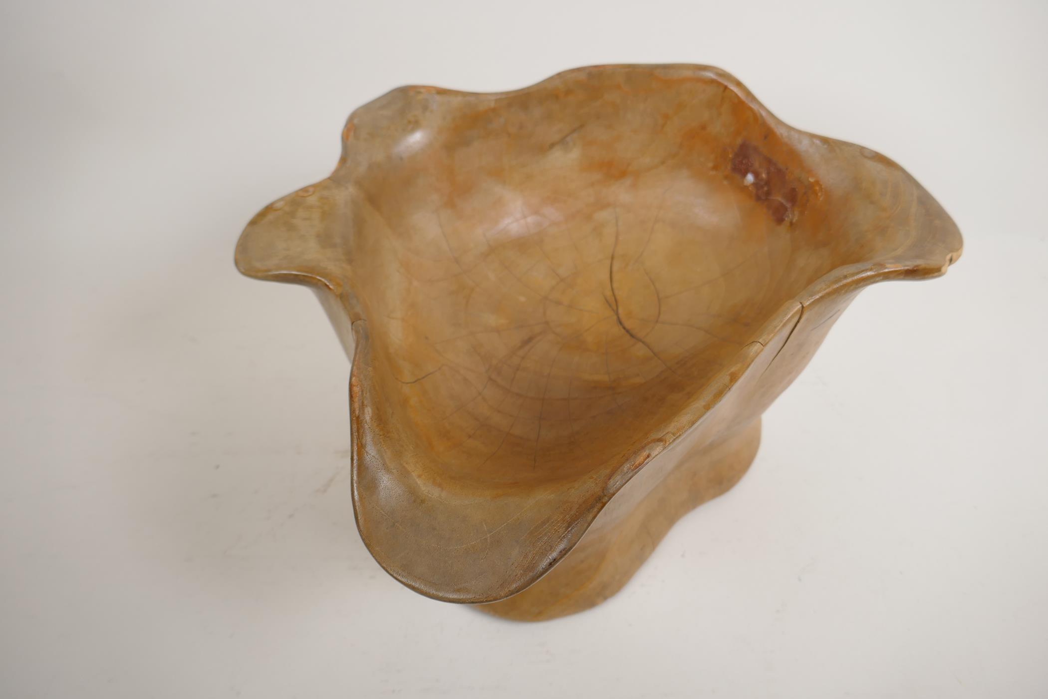 A carved root wood bowl, 7" high - Image 2 of 5