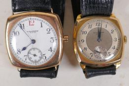 Two vintage Waltham gentleman's wristwatches in 9ct gold cases