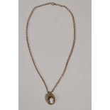 A 9ct rose gold chain and pendant set with a cameo chain, 17" long, gross weight 11g