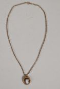 A 9ct rose gold chain and pendant set with a cameo chain, 17" long, gross weight 11g