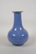 A Chinese blue crackle glazed porcelain vase, 9" high