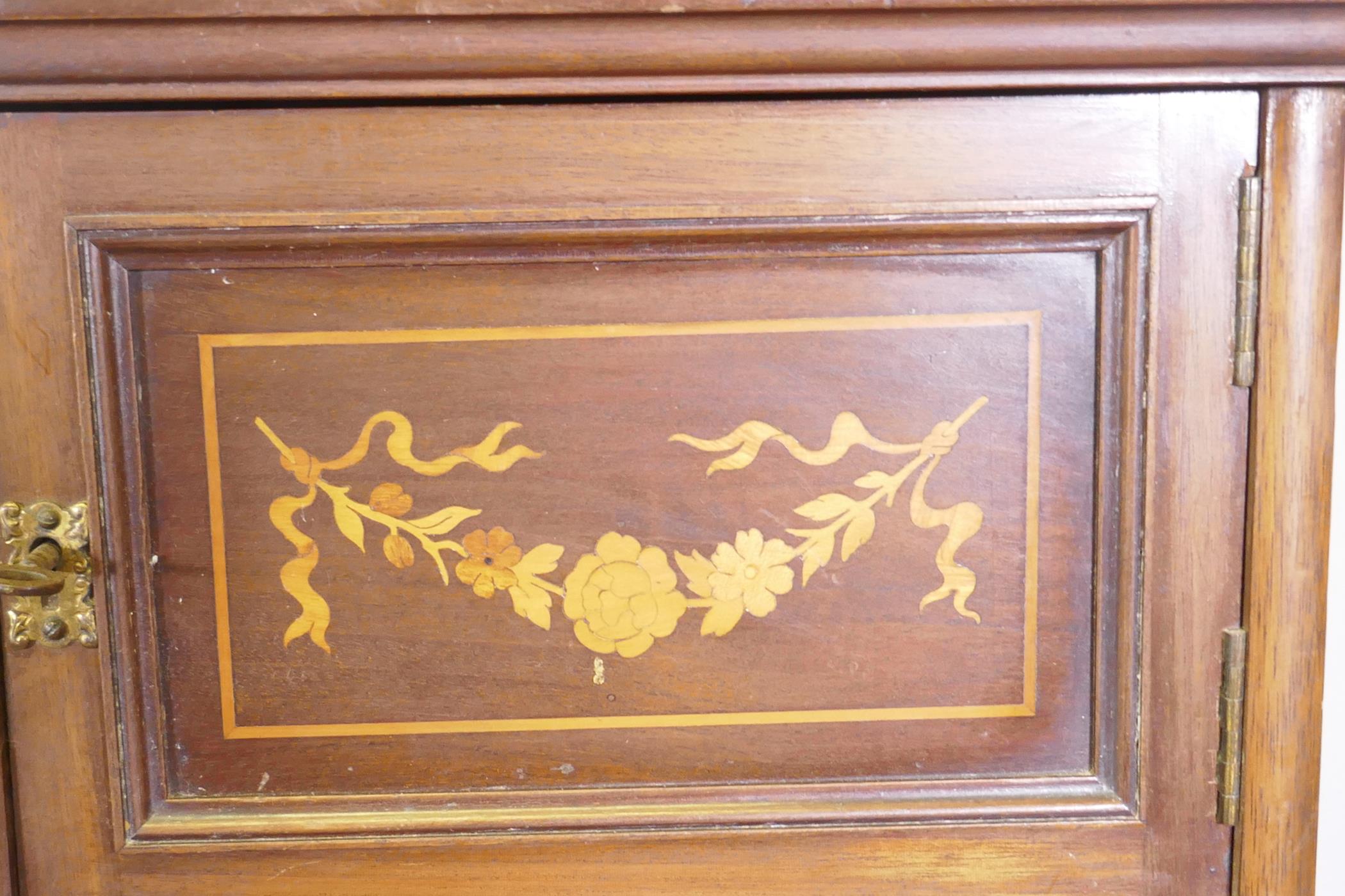 Shapland & Petter of Barnstaple, inlaid mahogany kneehole dressing table with shield shaped - Image 2 of 4