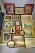 A quantity of watercolours, prints and engravings, and an C18th/19th silhouette of a gentleman