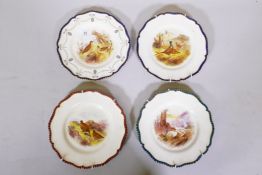 Four Royal Worcester cabinet plates, decorated with game birds, 9" diameter