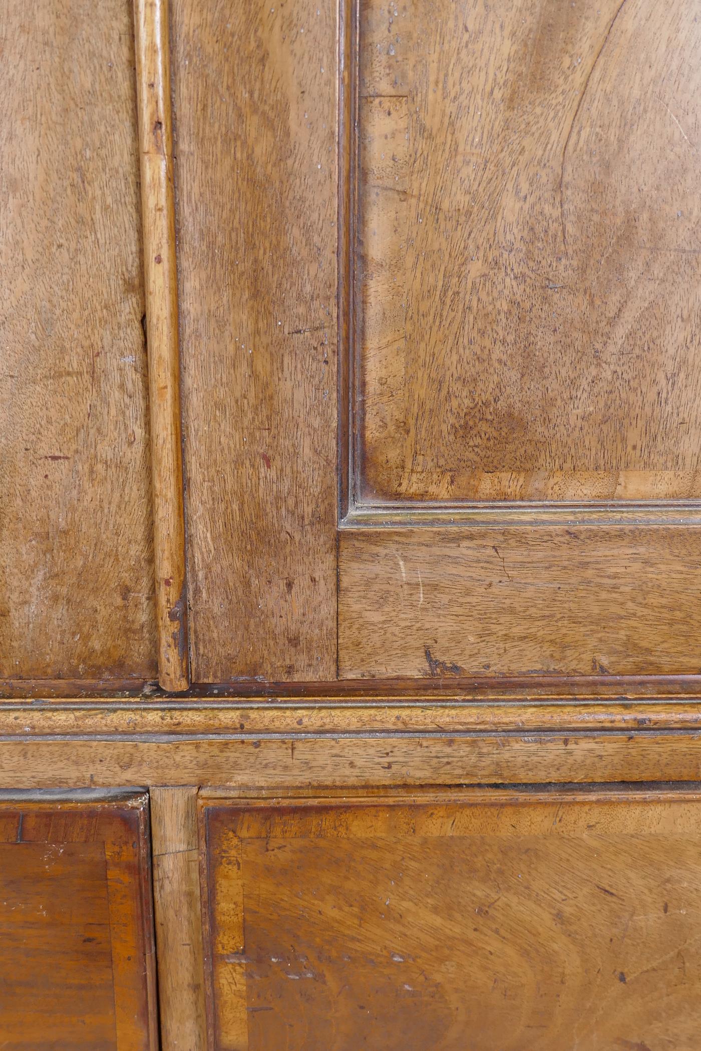 A George III mahogany linen press of small proportions, the doors and drawers with crossbanded inlay - Image 3 of 6