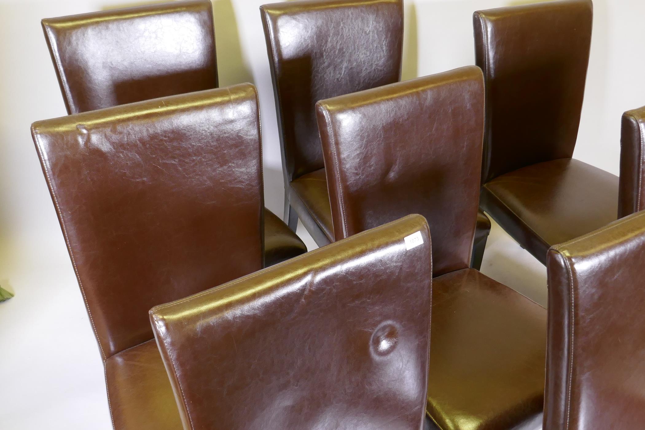 A set of eight 'Stone International' brown leather dining chairs - Image 3 of 4