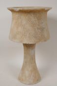 A Egyptian alabaster pedestal urn, 13" high