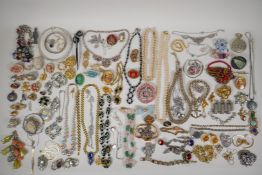 A quantity of vintage costume jewellery