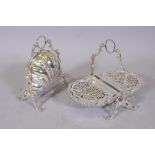 A pair of silver plated muffin dishes, 11" high