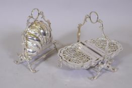 A pair of silver plated muffin dishes, 11" high