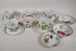 Six Portmeirion pottery 'Botanic Harvest' cups and five saucers, together with a 'Summer