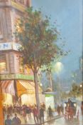 Street scene, signed Le Fort (?), oil on canvas, 11½" x 23", and another similar